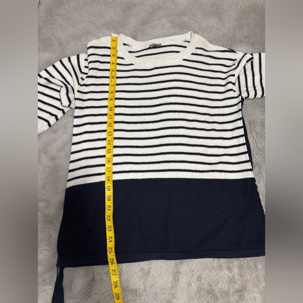 Talbots Navy and White Nautical Striped Knit Top With Side Ties Size Medium - Picture 4 of 6